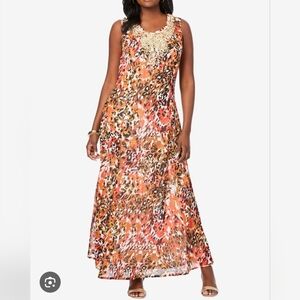 Sleeveless Multicolor Dress with Gold Accents Plus Size/ Sz 20
